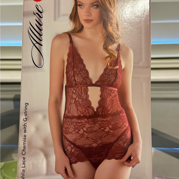 Allure Other - Allure Burgundy Lace Chemise with G-String